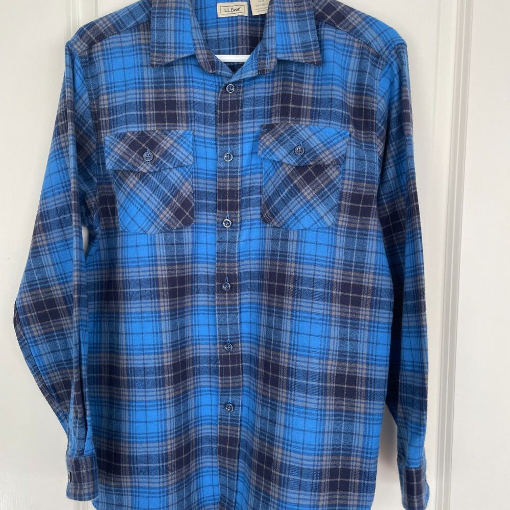 Boys LL Bean plaid flannel shirt XL 18
